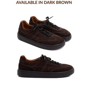 Elegantes zapatillas de ante descalzas: zapatos minimalistas con puntera ancha Dark brown
