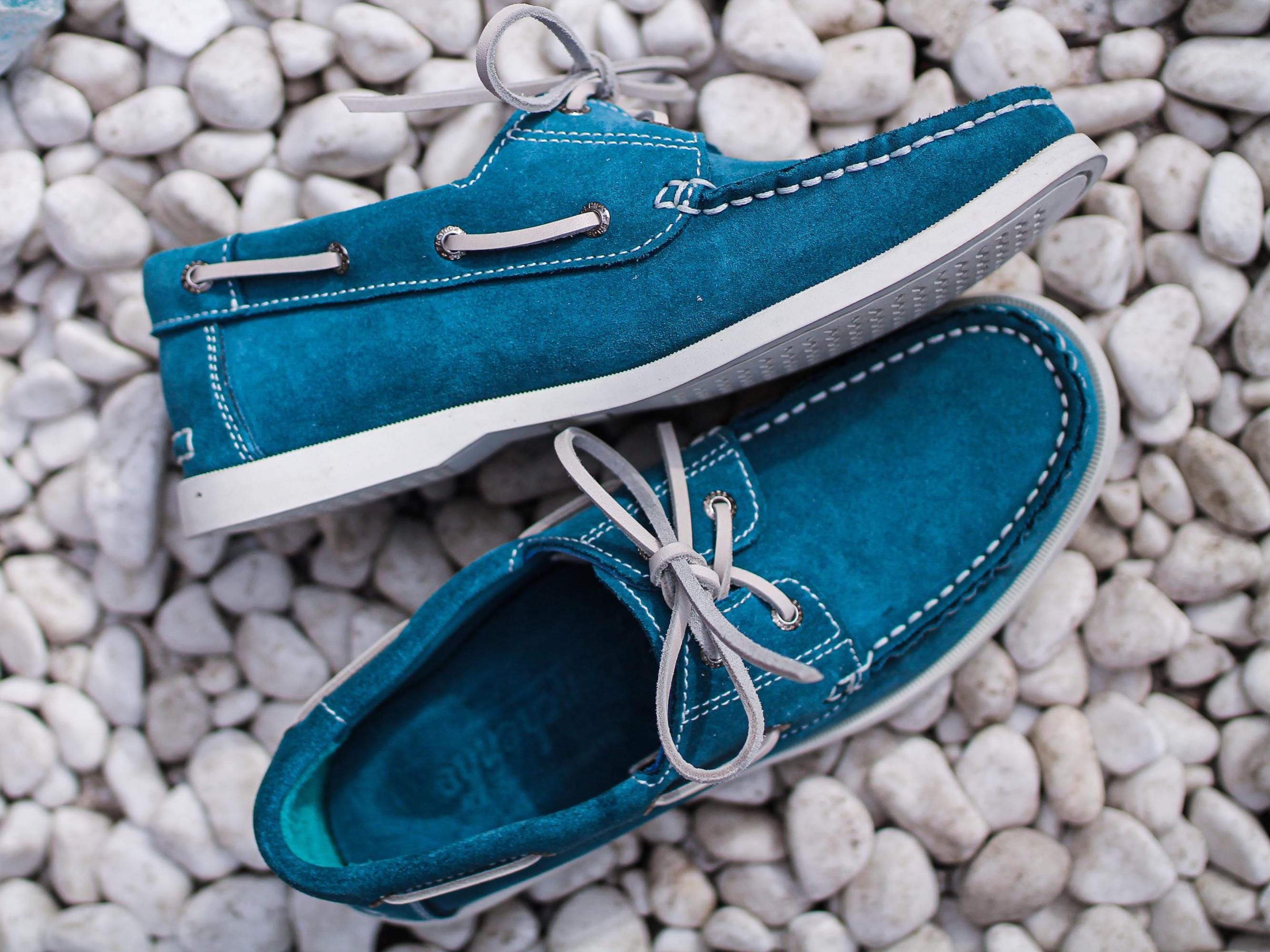 Men's Suede Boat Shoes: Handmade Navy Blue Topsiders