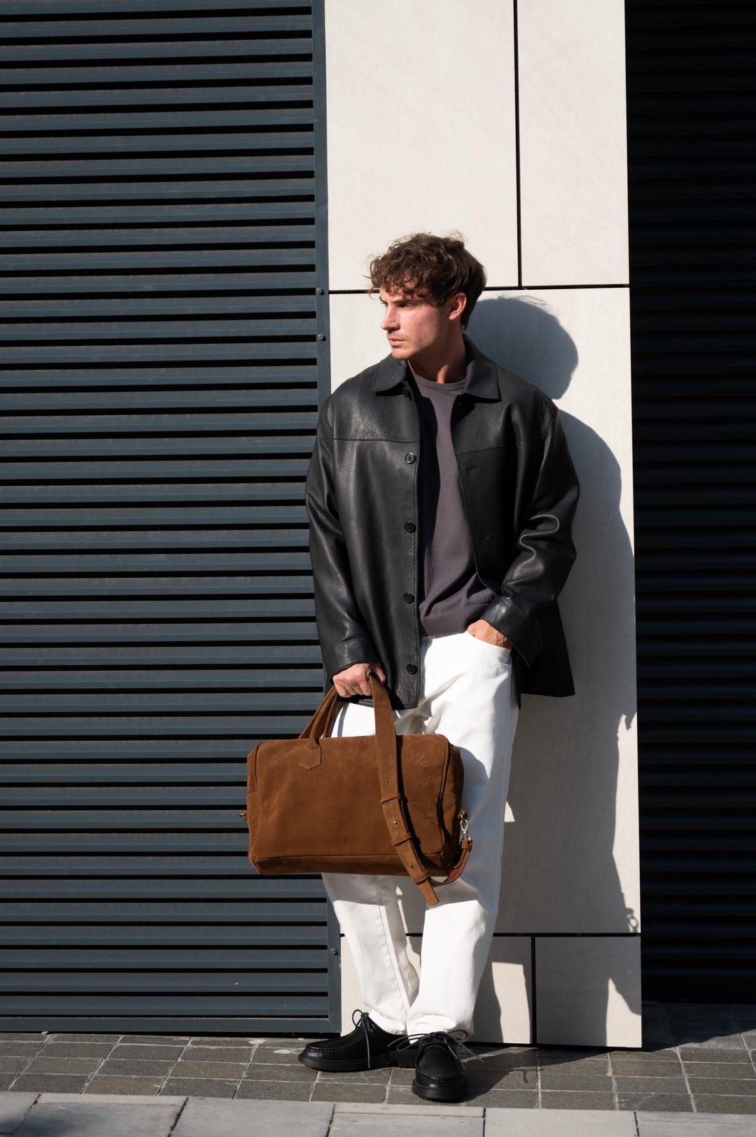 Suede Computer Backpack Mens Suede Laptop Bag With Zipper Pocket – Handmade Work Briefcase for ...