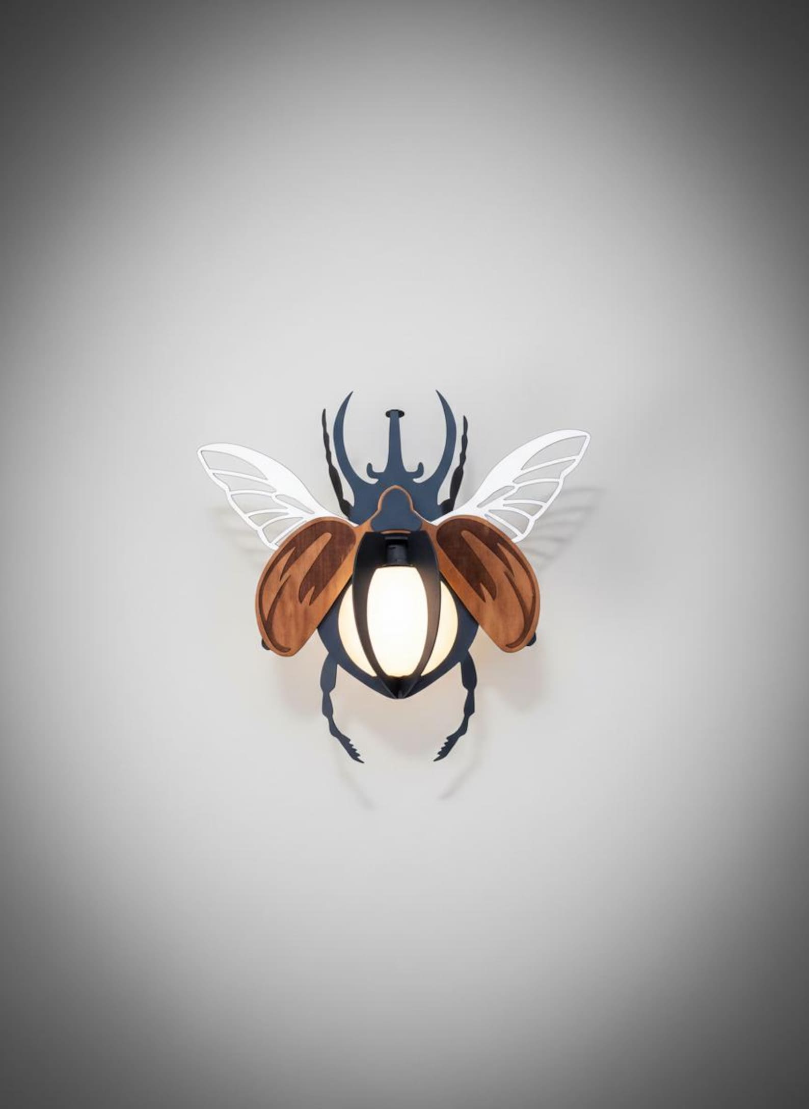 Hercules Beetle Metal Sculpture, Insect With Horns and Wings Spread ...