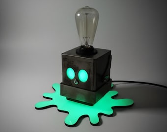 Dead Robot Head Table Lamp/ Phone Charger/ Edisons Steel Lamp/ Unique Light Fixture