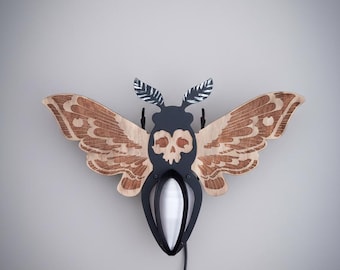 Metal Death's-head hawkmoth sconce/ Wall lamp decor/ Light fixture