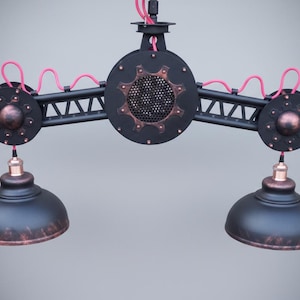 Iluminación colgante grande/Lámpara de techo industrial/Lámpara colgante estilo loft estilo steampunk para isla de cocina, lámparas de araña de estilo rústico, luz de barra