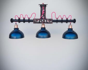 Ceiling 3 shades steampunk industrial metal edison  lamp light/ hanging light