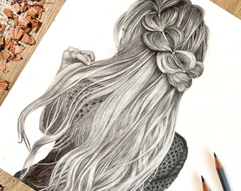 Custom Graphite Pencil Portrait – Hand Drawn Realistic Colored Pencil Art | Lovely Holiday Gift