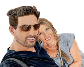 Personalized Couple Portrait – Realistic Hand Drawn Colored Pencil Drawing | Unique Anniversary Gift