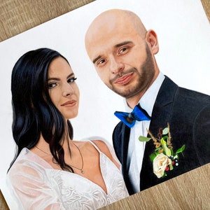 Custom Wedding Portrait – Hand Drawn Realistic Colored Pencil Art | Perfect Wedding Gift