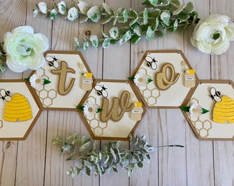 First Bee Birthday Banner, Honeycomb Garland, Beehive Party Decor