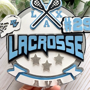 Lacrosse cake topper, lacrosse sticks, Lacrosse Player, Lacrosse Theme, Team Sports,  Custom Cake topper, Personalized sports cake topper