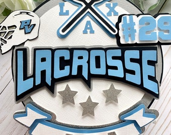 Lacrosse cake topper, lacrosse sticks, Lacrosse Player, Lacrosse Theme, Team Sports,  Custom Cake topper, Personalized sports cake topper