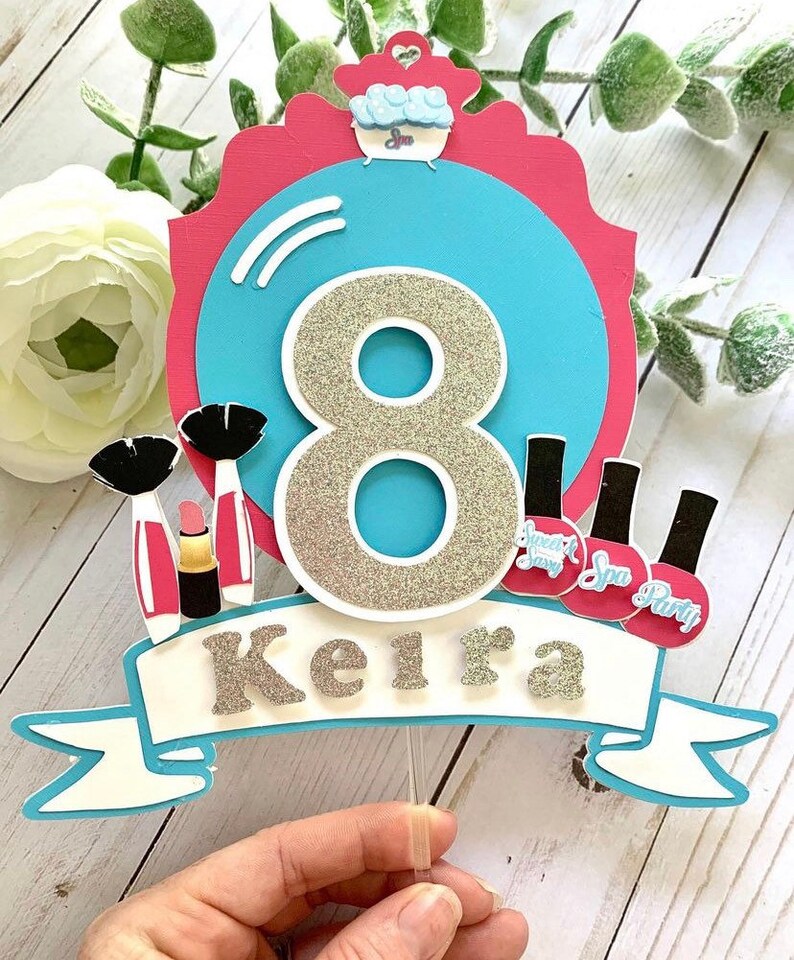 Spa party cake topper, Personalized spa cake topper, spa party, Pamper Party, Beauty Party Decorations, Makeover image 7