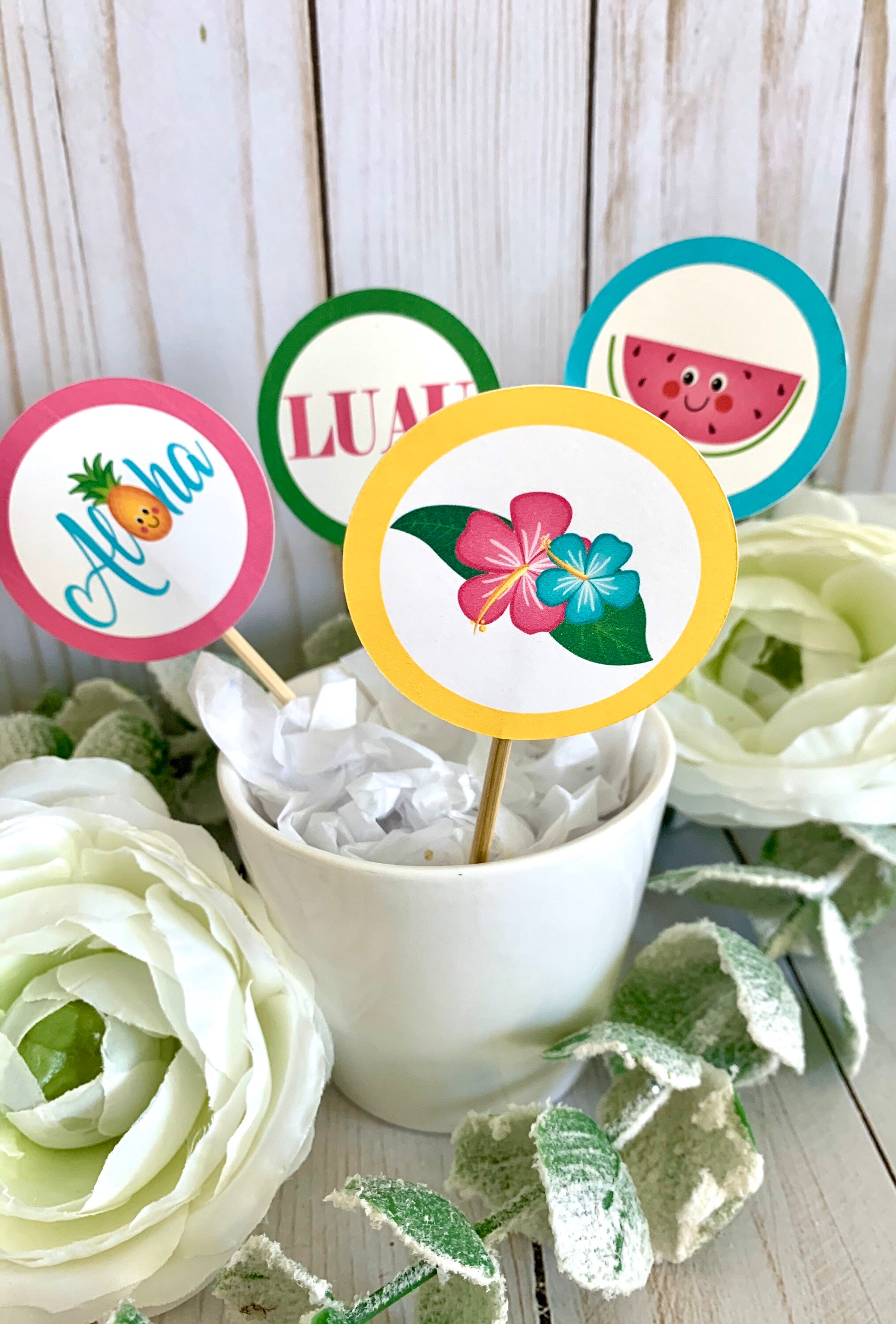 Luau themed cake toppers/ Luau party printables / luau - Etsy