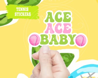 Ace Ace Baby tennis sticker, Tennis Ace sticker, Waterproof tennis stickers. Tennis Ball sticker. Funny tennis sticker