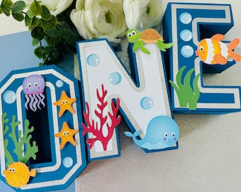 Under the Ocean 3 d Letters, Under the Ocean ONE letters, Under the sea, Ocean themed party, Custom 3d Letters, Under the Ocean Party, ONE
