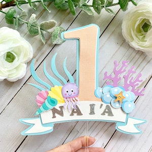 Under the Sea Cake topper / Under the Ocean cake topper / Under the Ocean birthday / Sea Creatures birthday / pastel colors