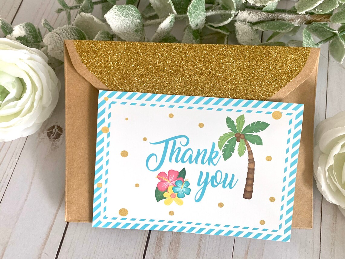 Luau Party Thank You Notes / Luau Thank You Cards / Aloha Etsy