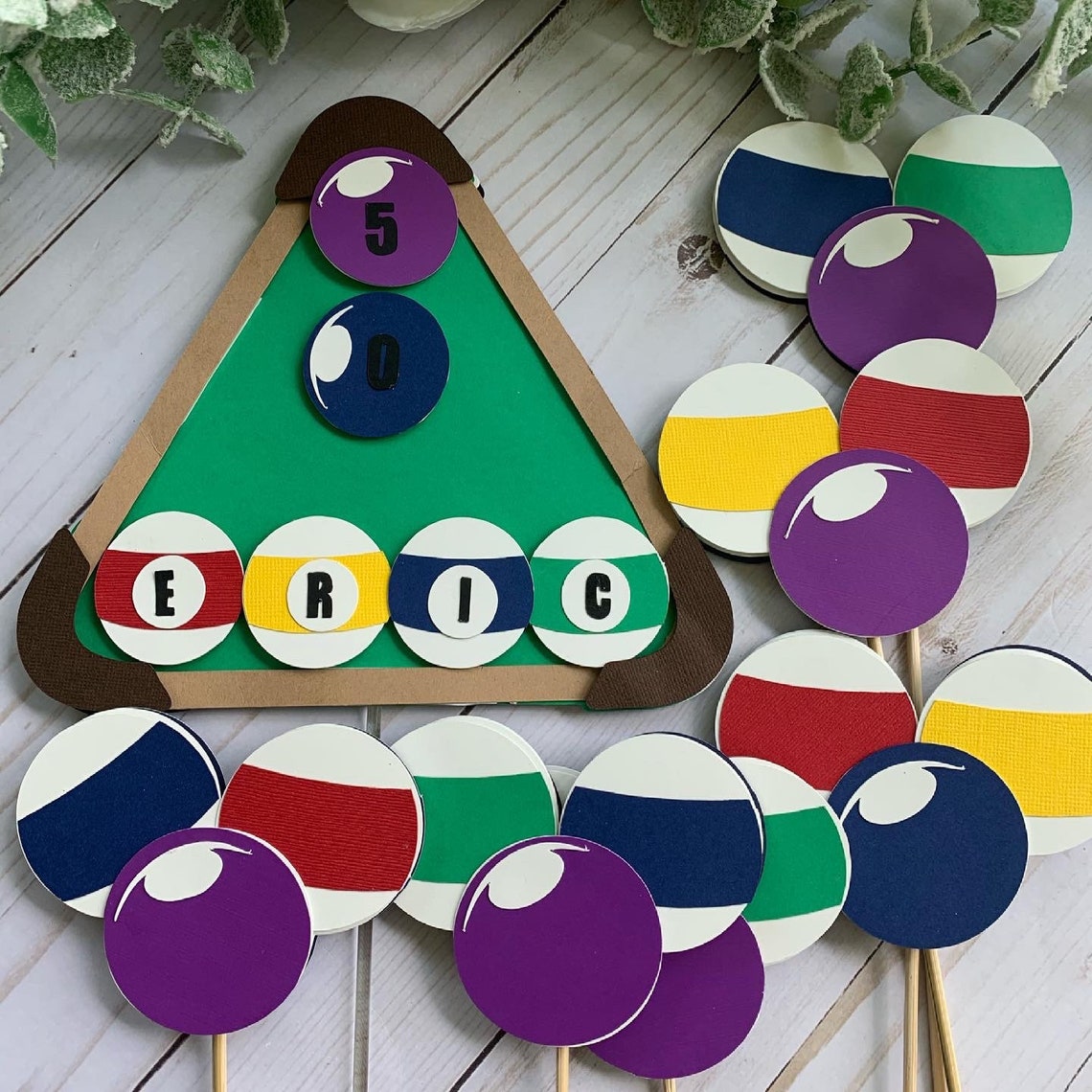 Billiards party theme cake topper Snooker cake topper Pool Etsy