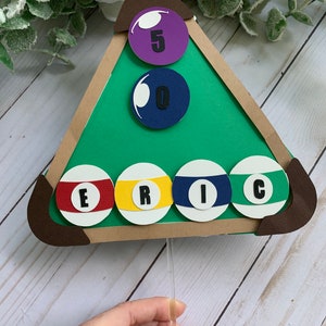 Billiards party theme cake topper, Snooker cake topper, Pool Cake topper, Billiards Pool table decor,