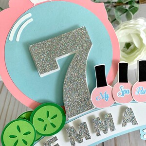 Spa party cake topper, Personalized spa cake topper, spa party, Pamper Party, Beauty Party Decorations, Makeover image 5
