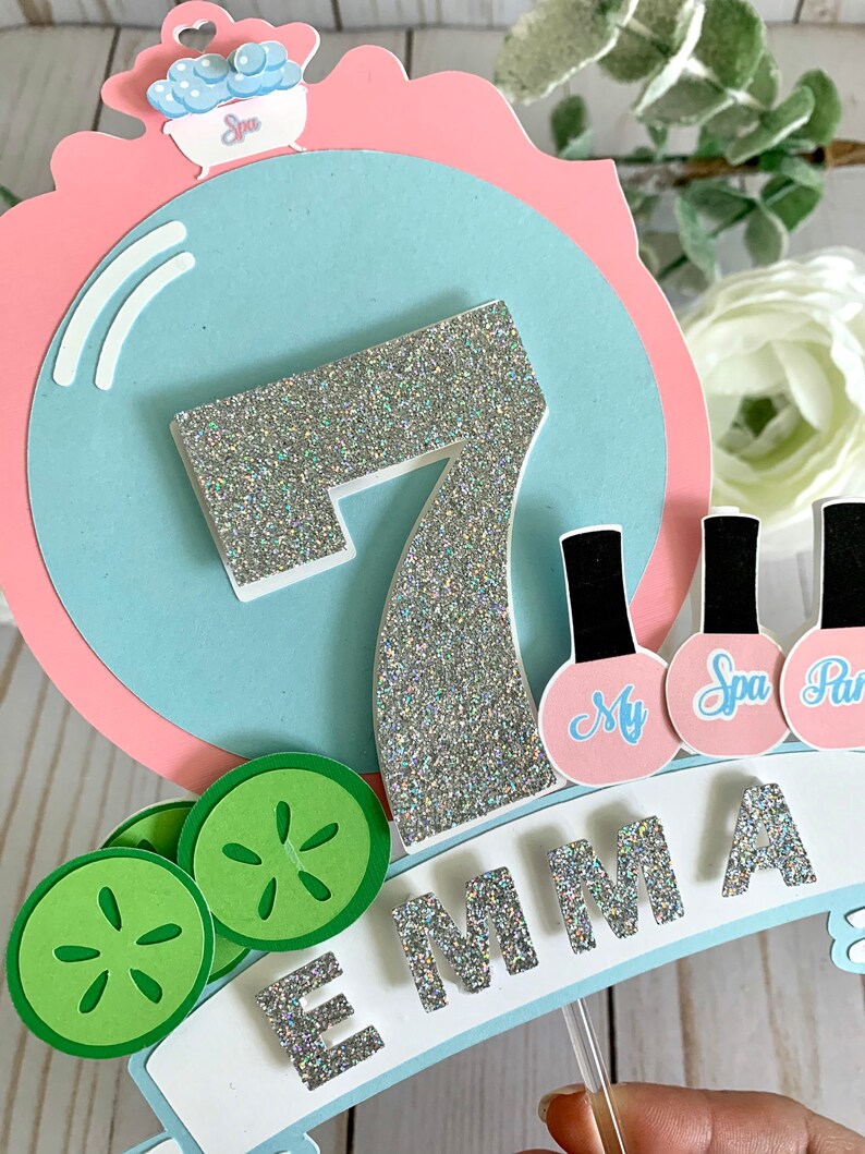 Spa party cake topper, Personalized spa cake topper, spa party, Pamper Party, Beauty Party Decorations, Makeover image 5
