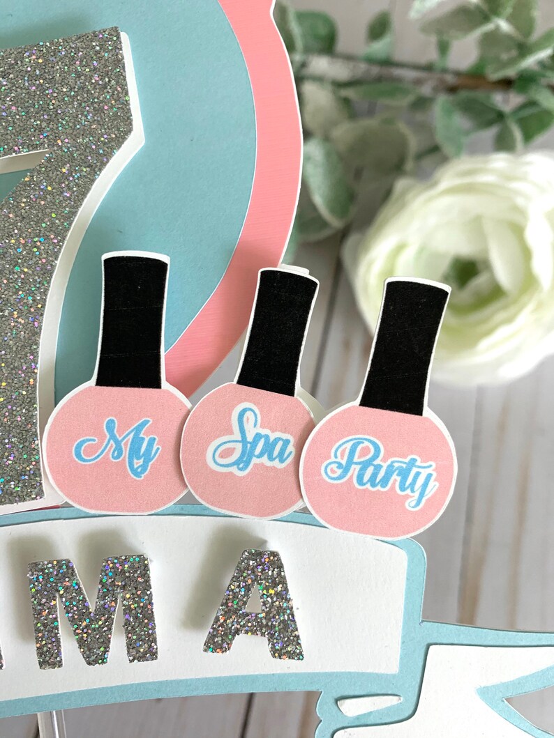 Spa party cake topper, Personalized spa cake topper, spa party, Pamper Party, Beauty Party Decorations, Makeover image 4