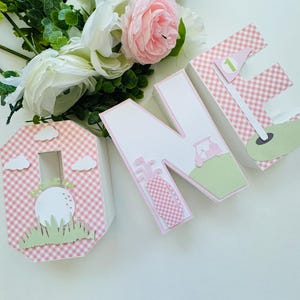 Pink Hole in One, 3D Letters, Golf birthday 3D Letters, Golf 1st birthday letters, Golf Table Decor, Golf centerpiece, Golf Party Props