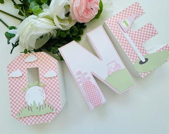 Pink Hole in One, 3D Letters, Golf birthday 3D Letters, Golf 1st birthday letters, Golf Table Decor, Golf centerpiece, Golf Party Props