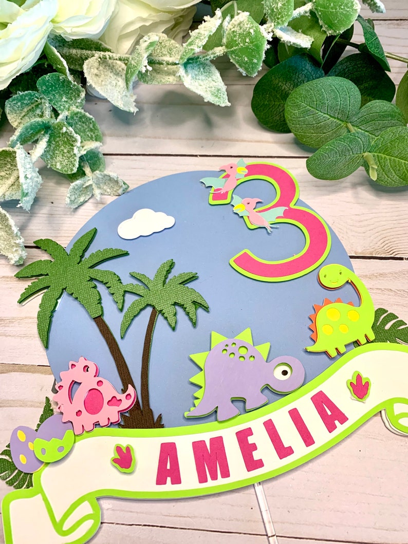 Dinosaur Cake Topper Dino Cake Topper Custom Dinosaur Cake Etsy