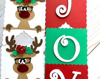 Reindeer Christmas Banner - Reindeer JOY banner   - Reindeer garland - Christmas Banner - Reindeer bunting - Reindeer Party decor