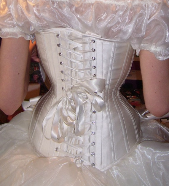 Fine Silk Satin Wedding Underbust Corset, Tight Lacing, Body Sculpting, Tummy  Control. 