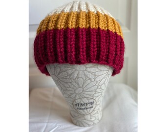 Dreifarbige Fisherman's Rib Beanie