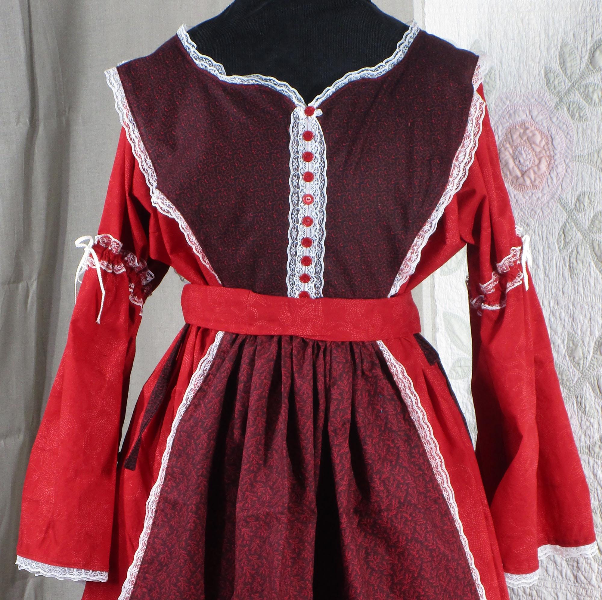 Medieval Core Tunic Dress in Red and Black