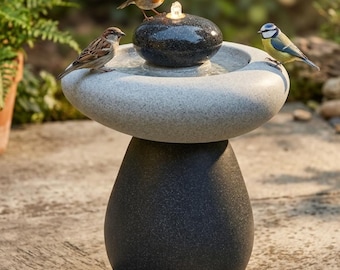 24.02-inch Outdoor Waterfall-Style Fountain with LED Lights and Pump
