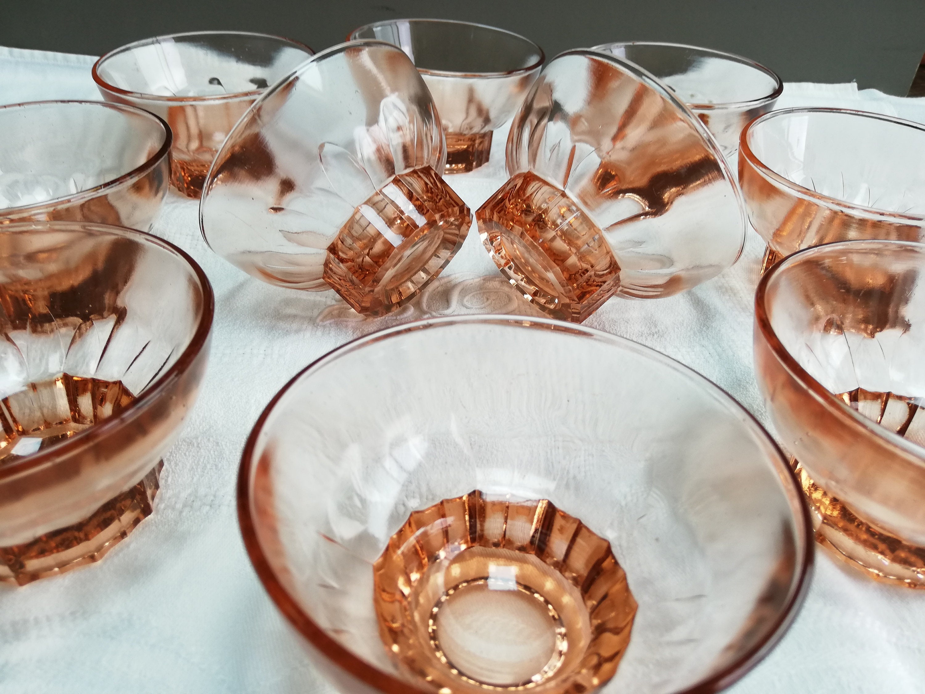 Coupes à Dessert en Verre Vintage. 10 Petites Coupes Anciennes Pour Entrées ou Desserts.coupes Franç