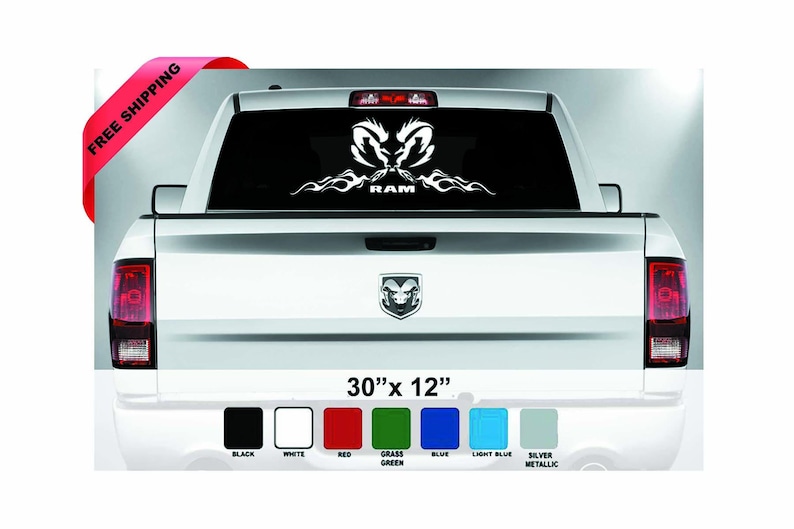 Dodge ram emblem decalrear window stickerdodge ram tribal Etsy