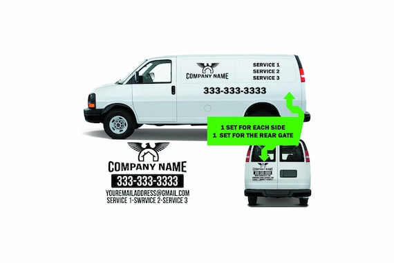 Custom Business Decal Set Van Truck Sides Rear Vinyl Decal Sticker Lettering