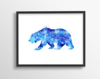 Bear Print, Bear Printable, Bear Wall Art, Forest Wall Art, Bear Watercolor, Animal Printable, Animal Wall Art, Bedroom Decor