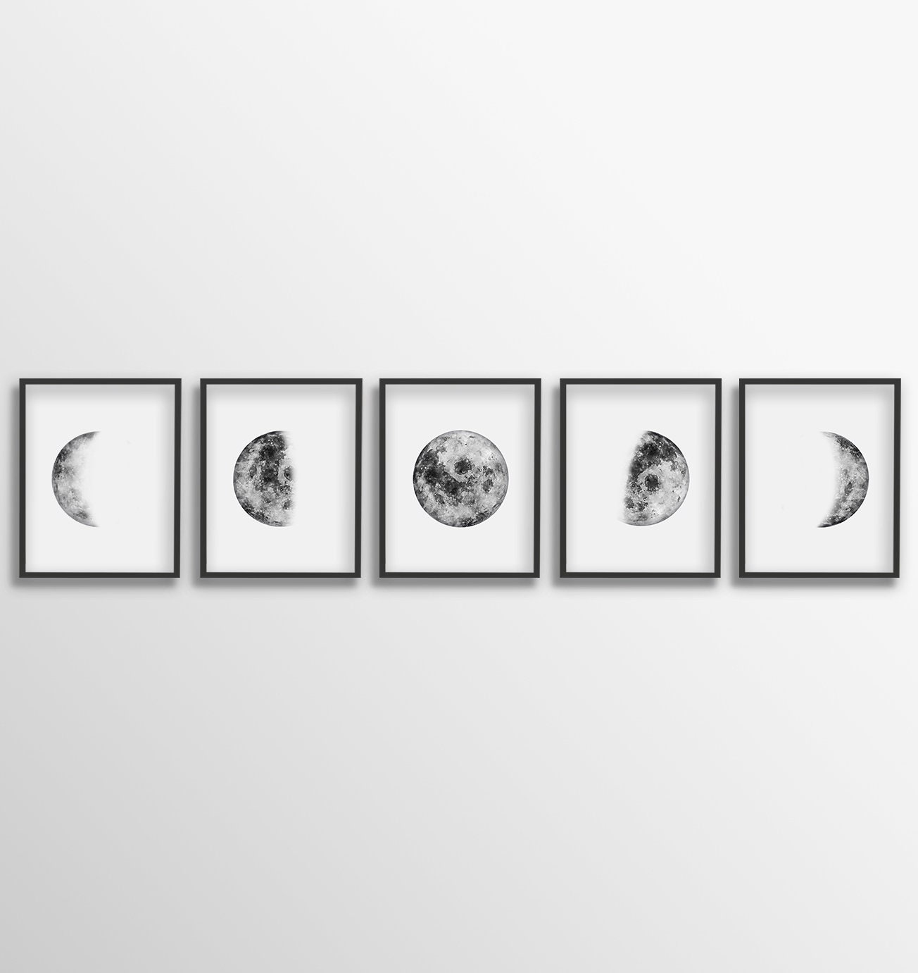 Moon Phases Wall Art Moon Phases Set Watercolor Moon Wall Etsy
