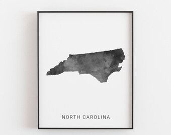 North Carolina map print, North Carolina state map art, North Carolina, state map print, map art, USA map print, travel print