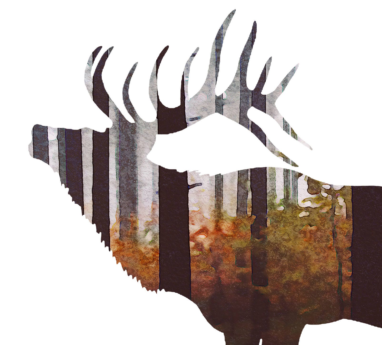 Elk Print, Elk Printable, Elk Wall Art, Forest Wall Art, Double ...