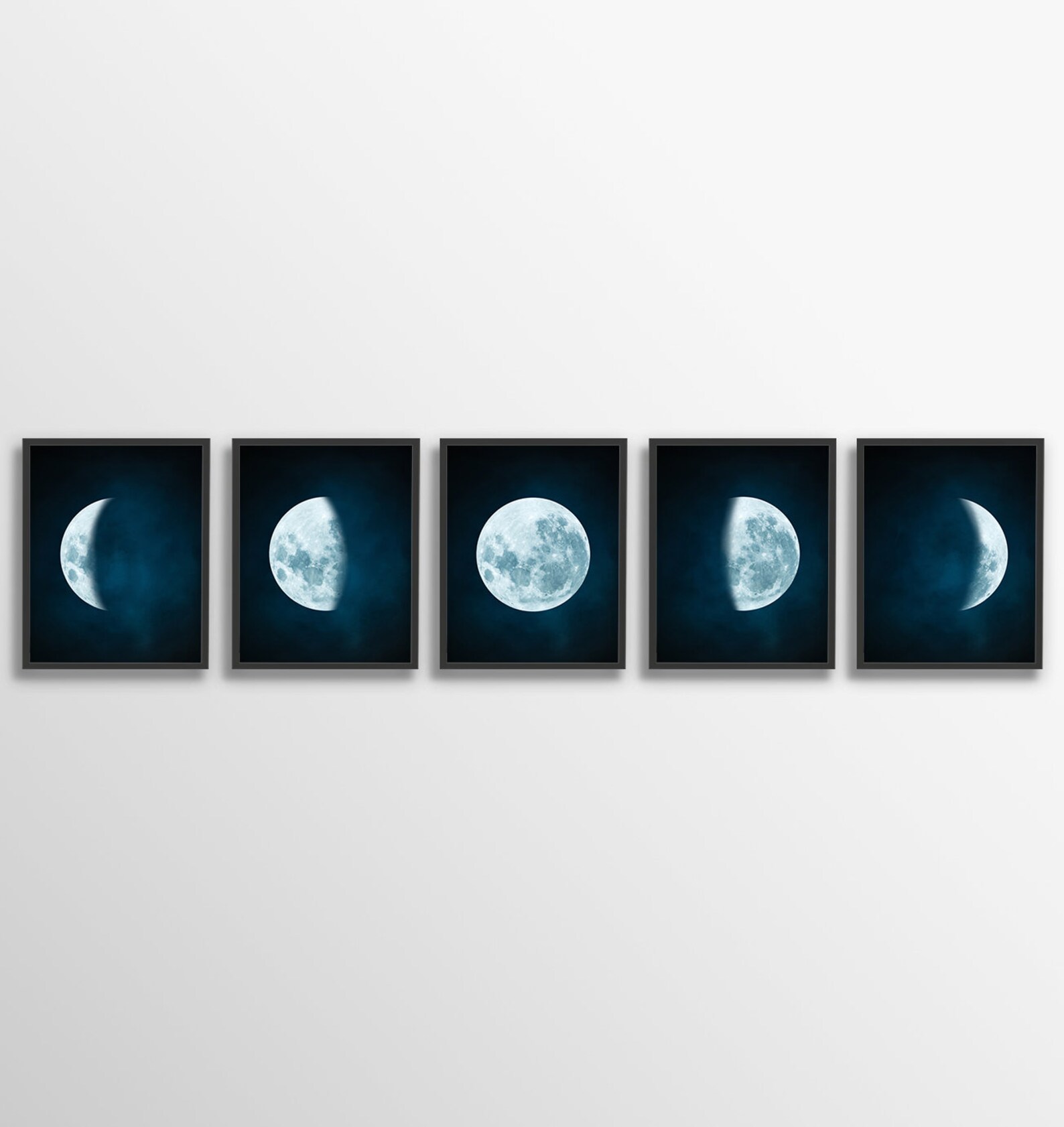 Moon Phases Wall Art, Moon Phases Set, Watercolor Moon Wall Art, Lunar Print Set, Moon Printable