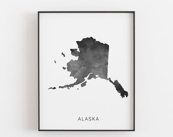 Alaska map print, Alaska state map art, state map print, map art, USA map print, America map art, travel print, Alaska