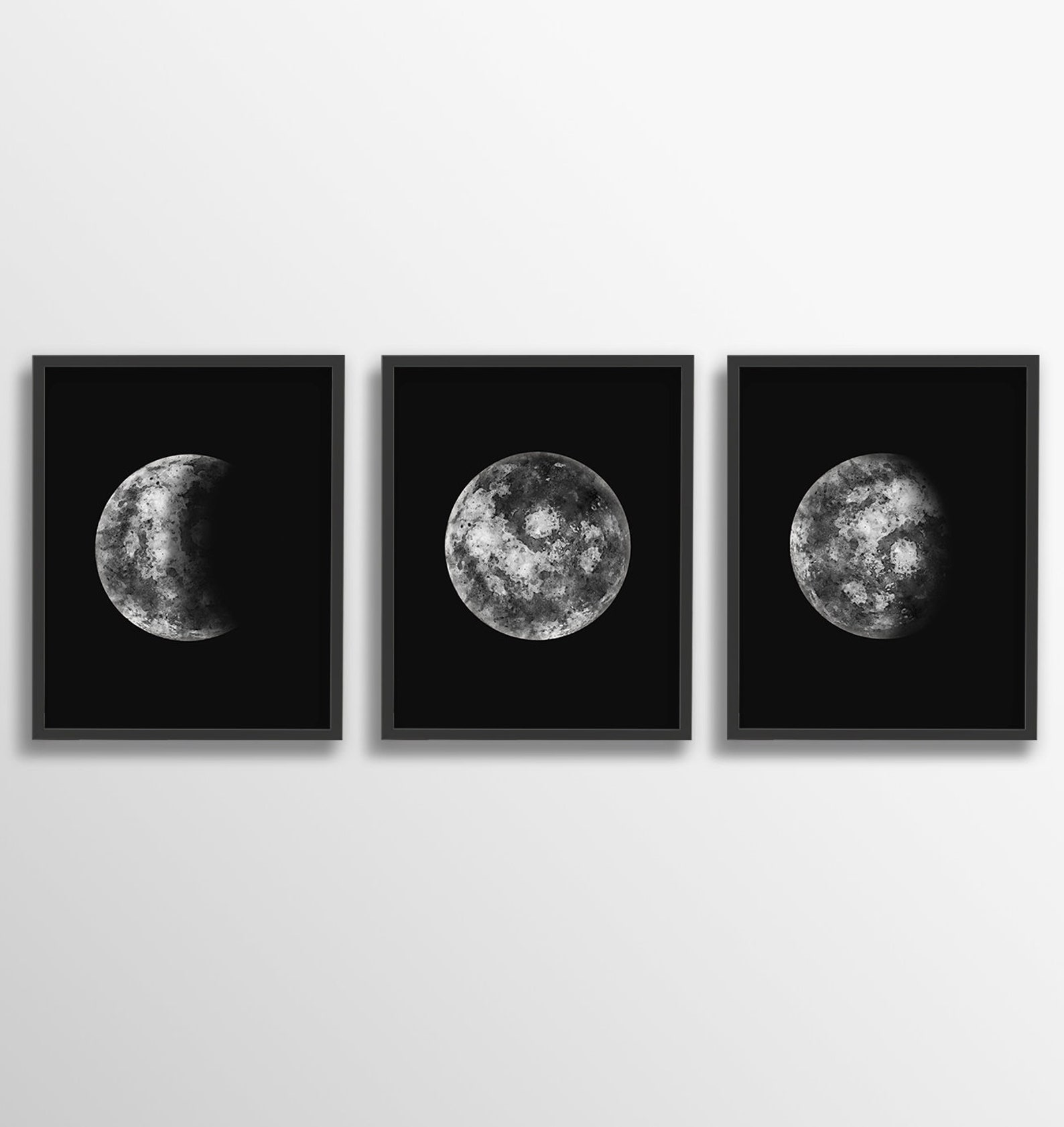 Moon Phases Wall Art Moon Phases Set Watercolor Moon Wall Etsy