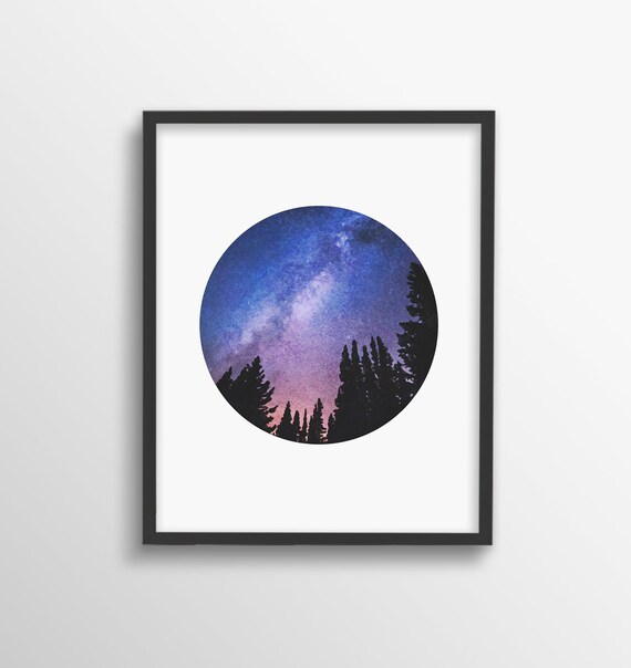 Galaxy round shape with stars Art Print