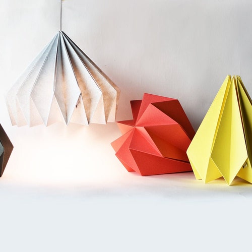 Brownfolds White Paper Origami Lamp Shade Vanilla Bliss Dual Etsy