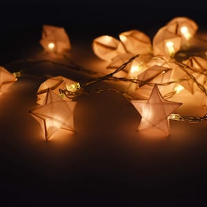 Brownfolds Paper Origami Star Fairy Lights; 2 Meter Battery Operated 20 LED String light with Decorative Handmade Pop Stars