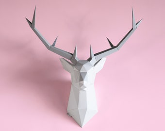 Brownfolds DIY Paper Wall Trophy; Origami Deer Head Wall Decor Art Piece; Pre-cut and Scored Paper Templates