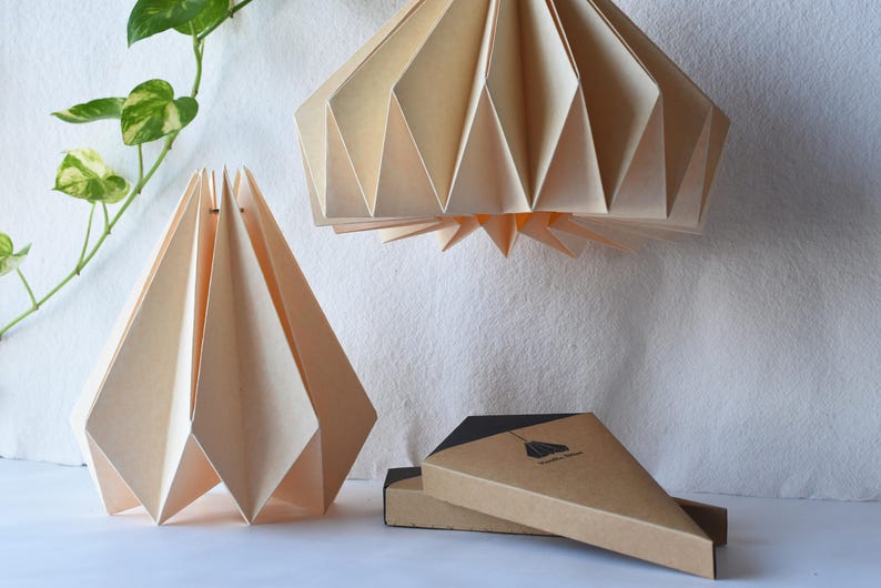 Brownfolds Light Peach paper origami lamp shade Vanilla Bliss | Etsy