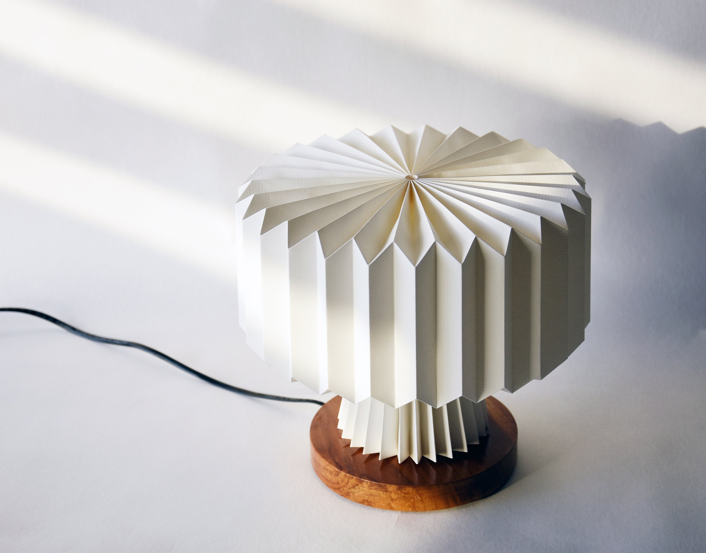 Brownfolds White Origami Table Lamp; Merrygo Paper Lampshade