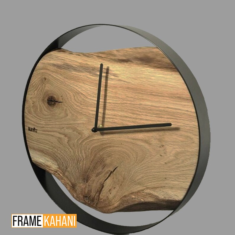 Custom Made Order for Metal & Wooden Wall Clock, Metal and Live Edge